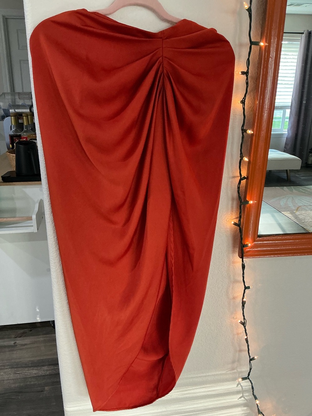 SHEIN Asymmetrical Draped Skirt in Rust Orange